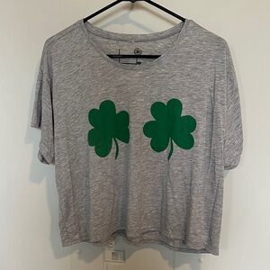 Gray Clover Print Women's Crop Top